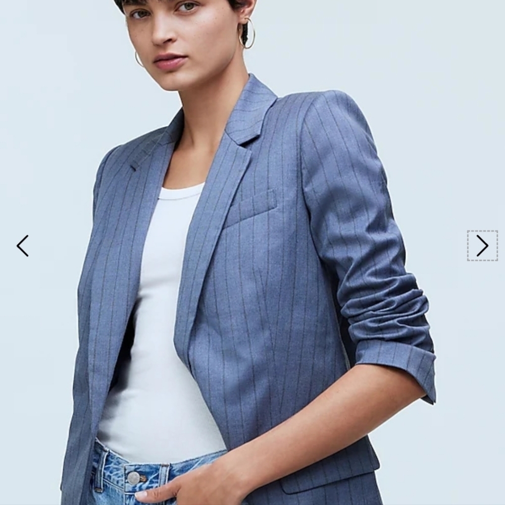 Madewell Single-Breasted Blazer in Yarn-Dyed Pinstripe NO881 Size 6 NWT - Picture 5 of 13